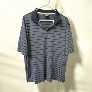 Nike Golf Navy and White Striped Polo